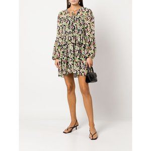 Cinq A Sept Dita Floral Print Long Sleeve Minidress in Prickly Pear Multi Size 4